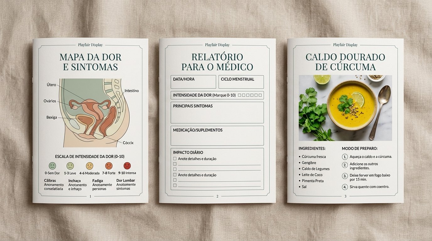 Páginas Internas do Planner de Endometriose e Guia de Receitas